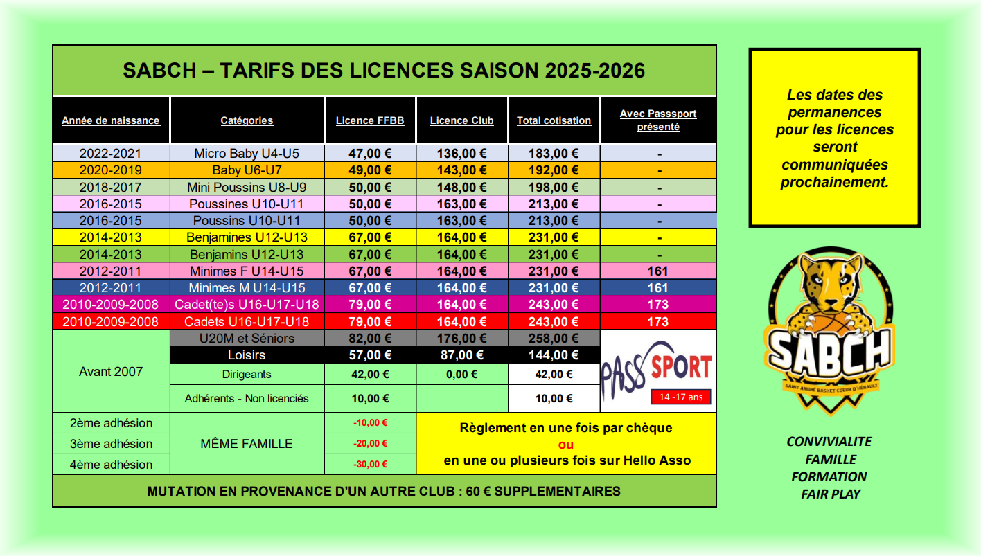 Tarif-Licence-2025-2026-1 Tarif et Planning des entraînements 2025/2026