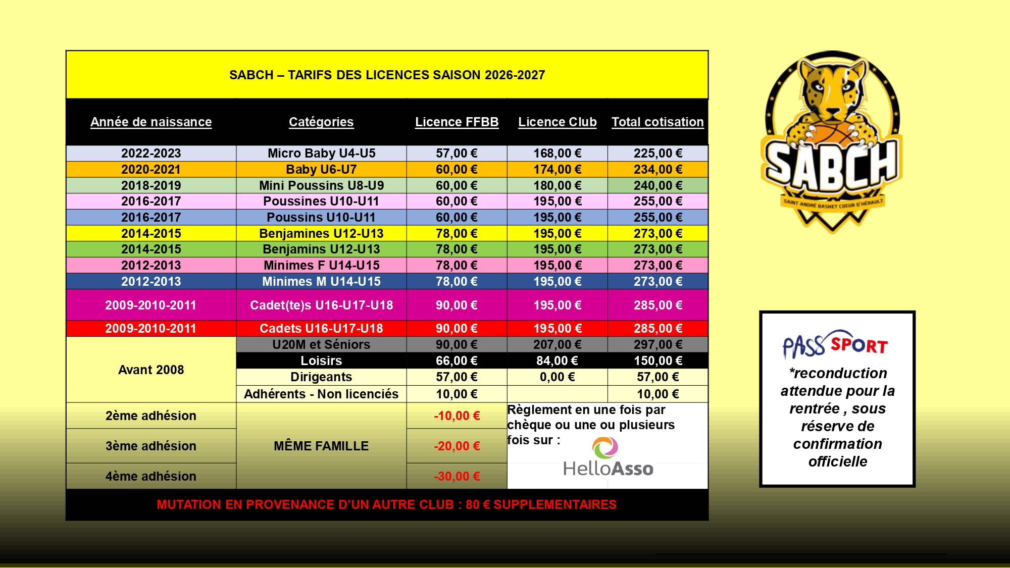 TARIFS-LICENCES-2026-2027_page-0001 Tarifs et Planning des entraînements 2026/2027